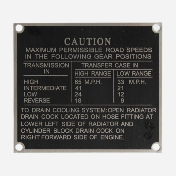 Mid Production Steel Data Plate Set for Ford GPW